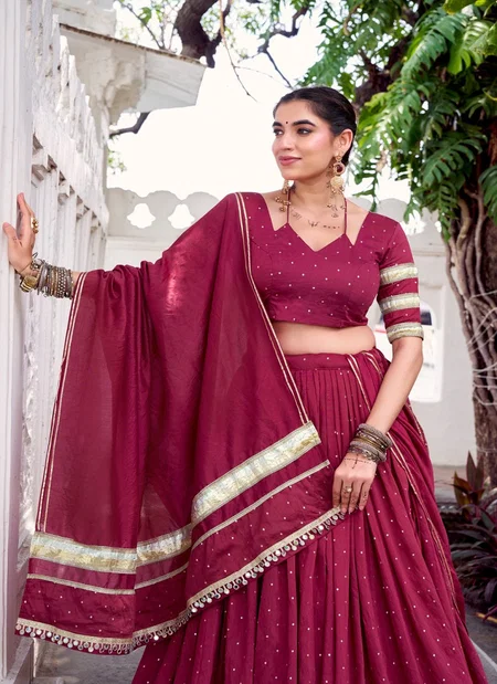 Pink Colour Sakhi Pure Chanderi With Zari Weaving Work Lehenga With Blouse And Dupatta Lnb1664